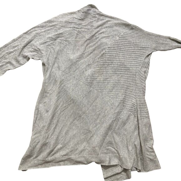Blanc Noir Sweater Women’s Large Gray Yolo Drape Front Cardigan Open NEW - Picture 2 of 7